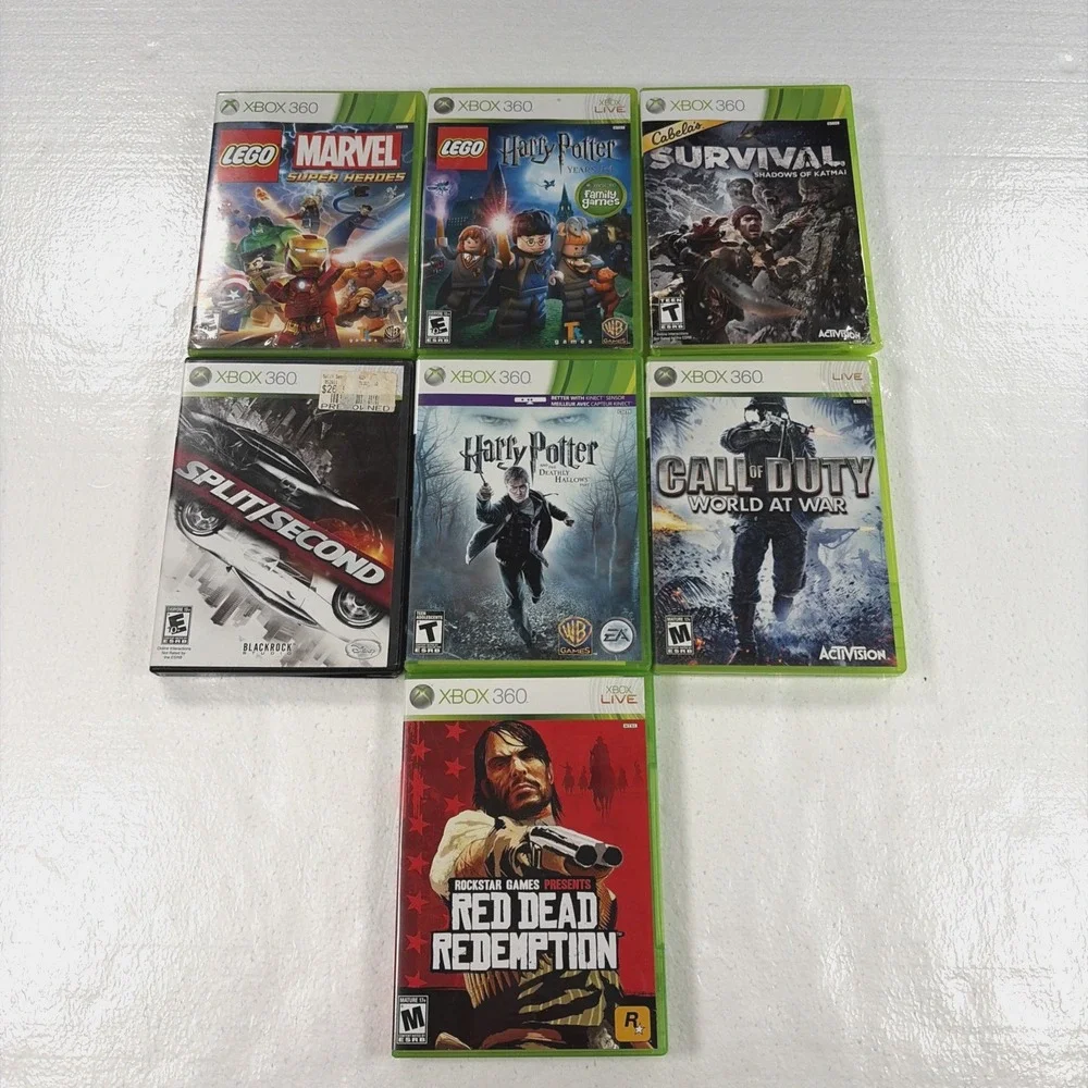 LOT OF 7 Xbox 360 games: Call of Duty, Lego, Harry Potter, Red Dead Redemption +